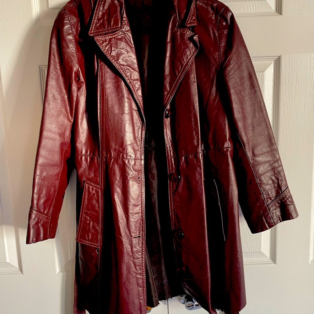Dark Red/ Burgundy Leather Jacket Small